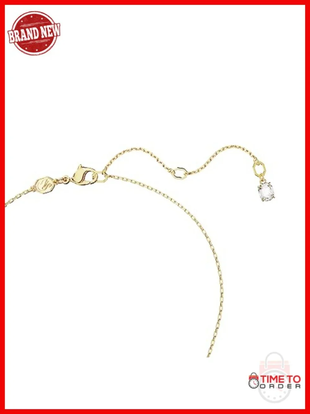 Gold-Tone Crystal Pendant Necklace with Interlocking Loop Design